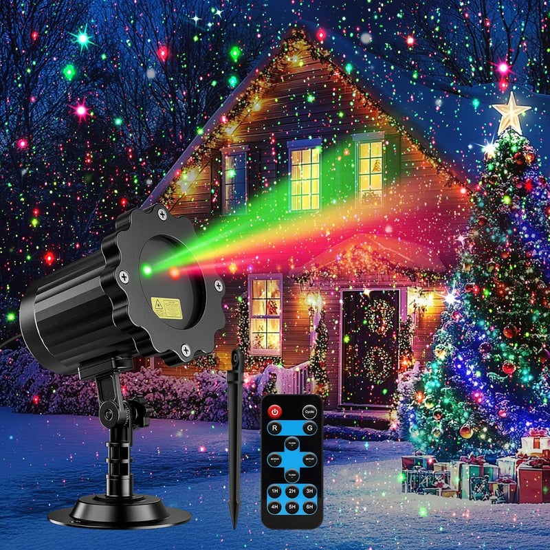EH.DT Brighter Laser Christmas Lights Projector Outdoor, 2025 Upgraded 2 Colors Red Green Gypsophila Moving Twinkle Stars Light Show, Holiday Projector Landscape Spotlight Decorations for House/Garden/Party - Image 1